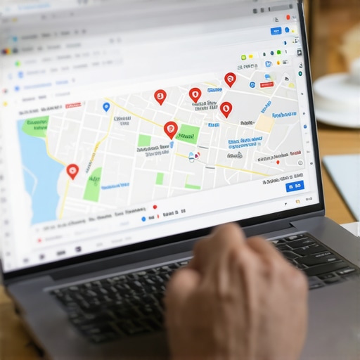Person reviewing local SEO and Google Maps on a laptop