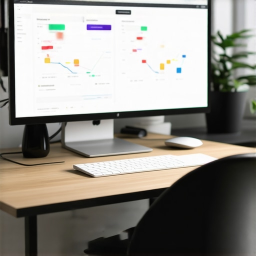 A workspace with laptops and charts analyzing local SEO data.