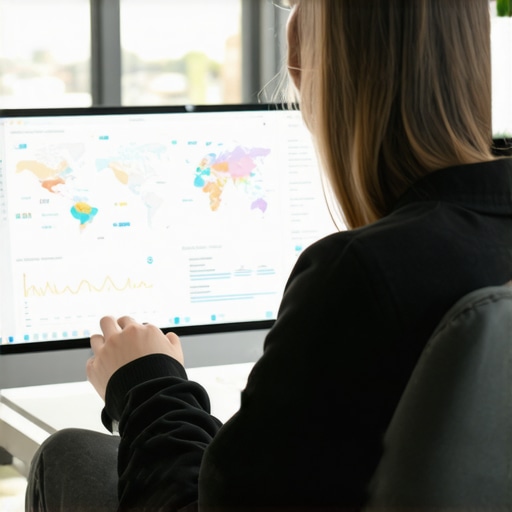 Analyzing Google Maps Performance Data Digital marketer reviewing local SEO analytics on a computer screen with maps and charts