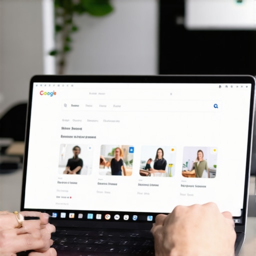 Business owner editing Google My Business profile on laptop