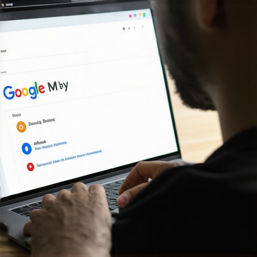 Business owner optimizing Google My Business listing on computer