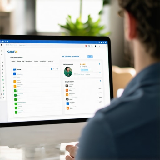 Optimizing GMB Profile Business owner updating Google My Business listing on computer