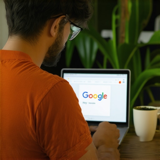 Business owner editing Google My Business listing on a laptop.