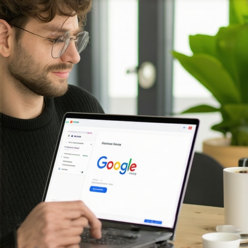 Profile Optimization for Map Rankings Business owner optimizing Google My Business profile on computer.