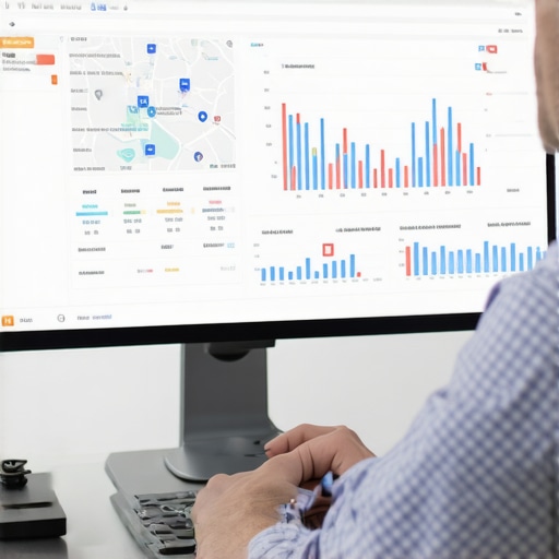 Analyzing Local SEO Metrics Person reviewing local SEO analytics on a computer to maintain map rankings.