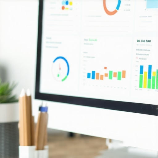 Local SEO Dashboard Insights Business owner analyzing local SEO and map ranking data on a computer screen.