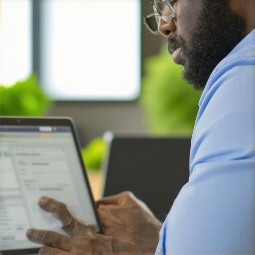 Business owner reviewing citation data on a laptop to ensure NAP consistency.