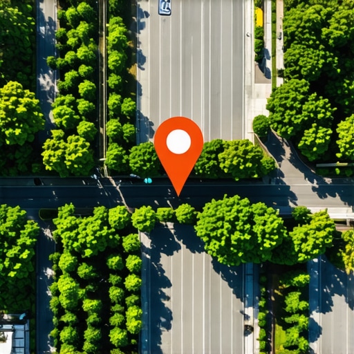 A satellite image showing a business pin being aligned correctly with the actual storefront
