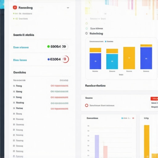Digital Analytics Dashboard for Map Rankings Close-up of computer screen displaying local search rankings and metrics.