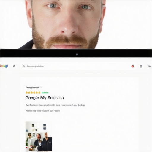 A person editing GMB profile visuals on a laptop