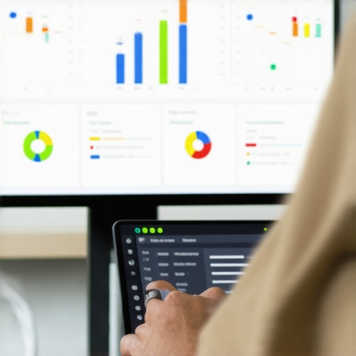 Person analyzing local SEO ranking data on a computer dashboard.
